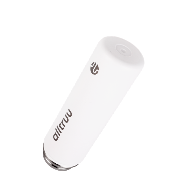White water bottle with 'alltruu' branding