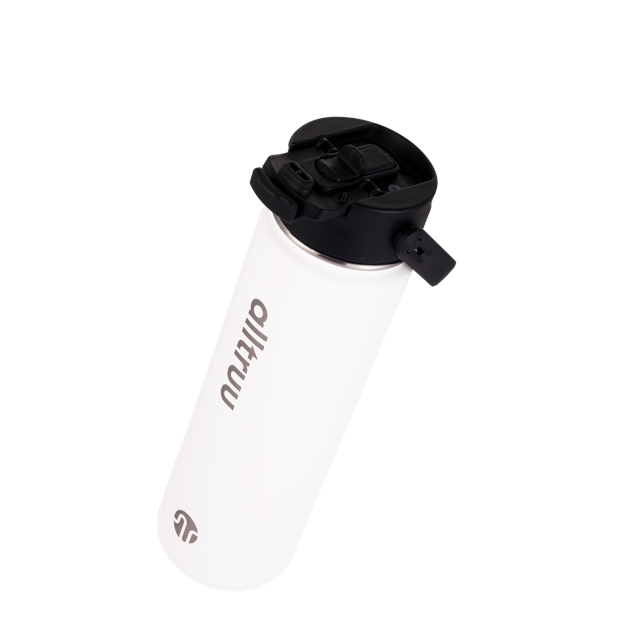 White water bottle with black cap