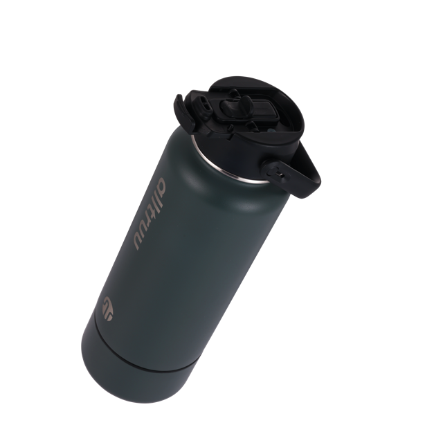 Charcoal insulated water bottle with a lid 